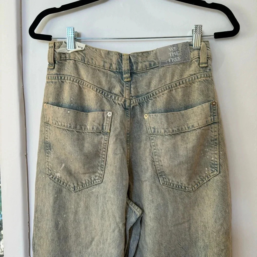 NWT Free People Old West Slouchy Jeans Wide Leg Denim We The Free Blue 27 - Picture 10 of 17